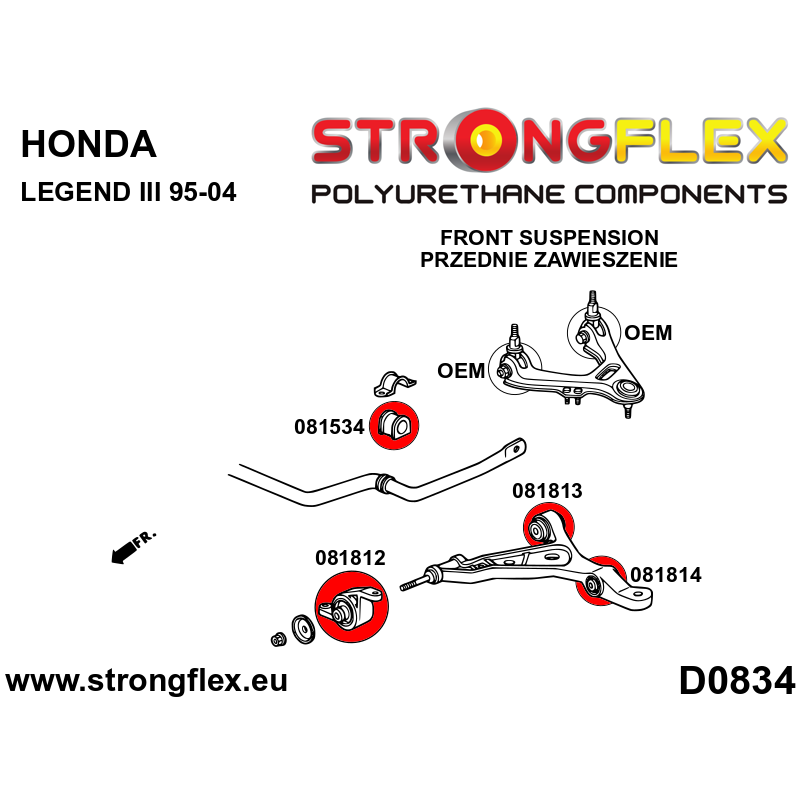 STRONGFLEX|081534B: Tuleja stabilizatora przedniego / tylnego Acura TL III 03-08 UA6/UA7 TSX I CL9 Honda Accord VII 02-08 Sedan