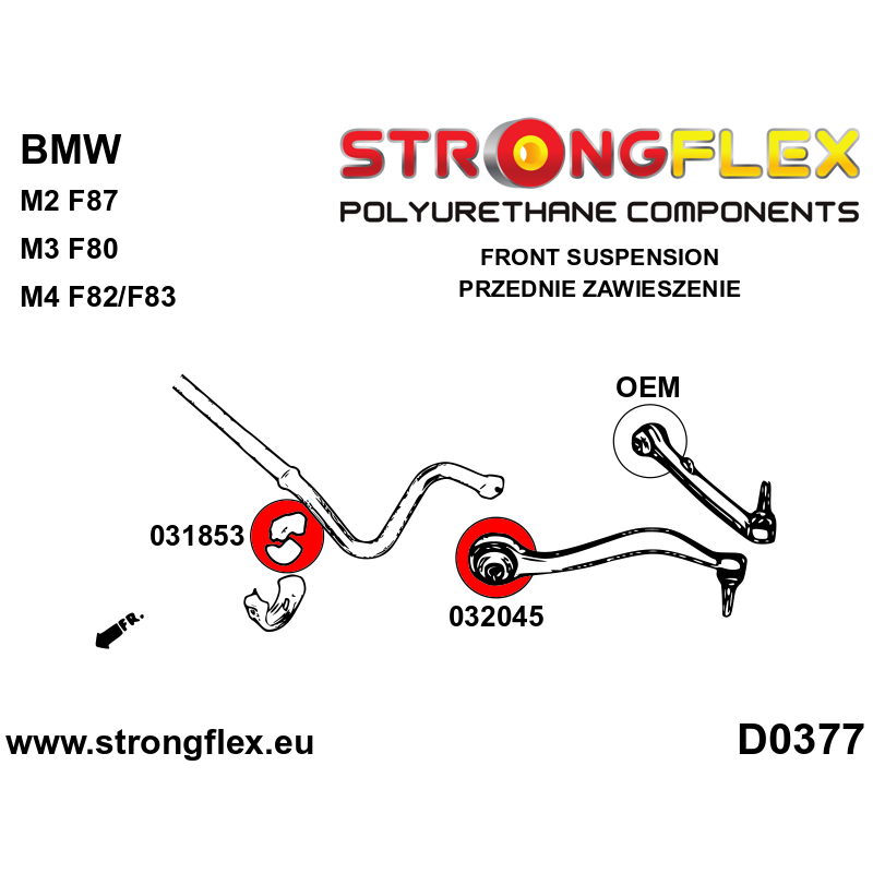 STRONGFLEX|031853A: Front anti roll bar bush SPORT BMW Series 1 I 04-13 E81/E82 E87 E88 M1 Coupe 3 V E90 E91 E92 E93 M3 VI