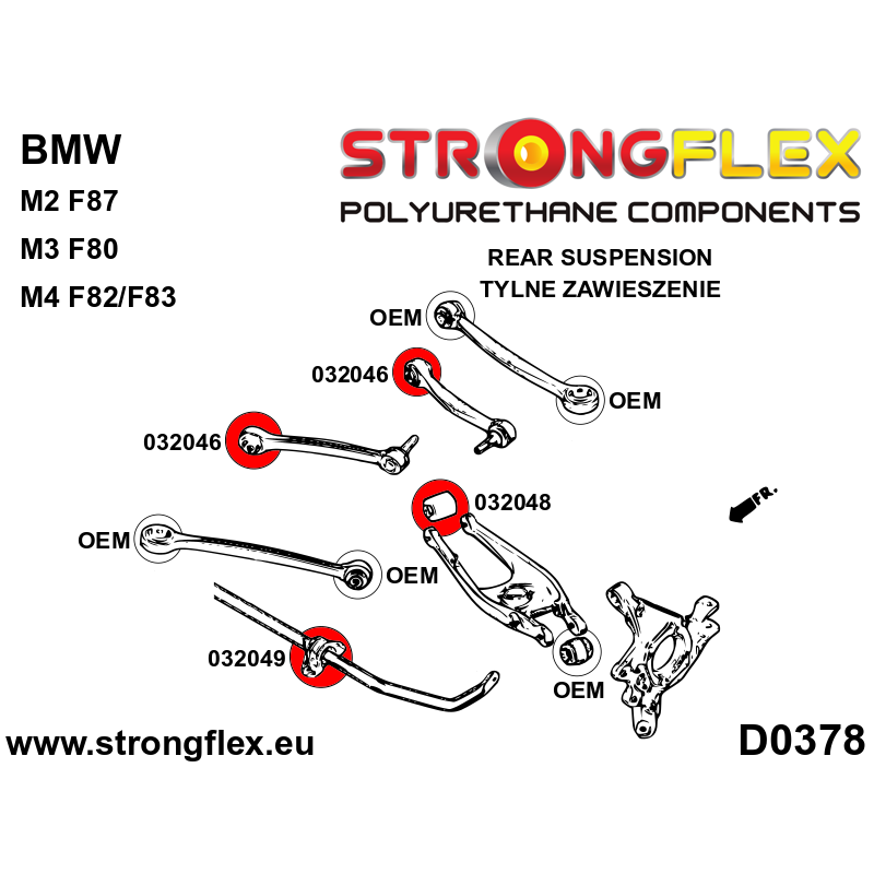 STRONGFLEX|032046A: Rear upper arm bush SPORT BMW Series 3 VI 13-20 F30/F31 F34 F80 M3 2 I 13-21 F22 F23 F87 M2 4 F32 F33 F36
