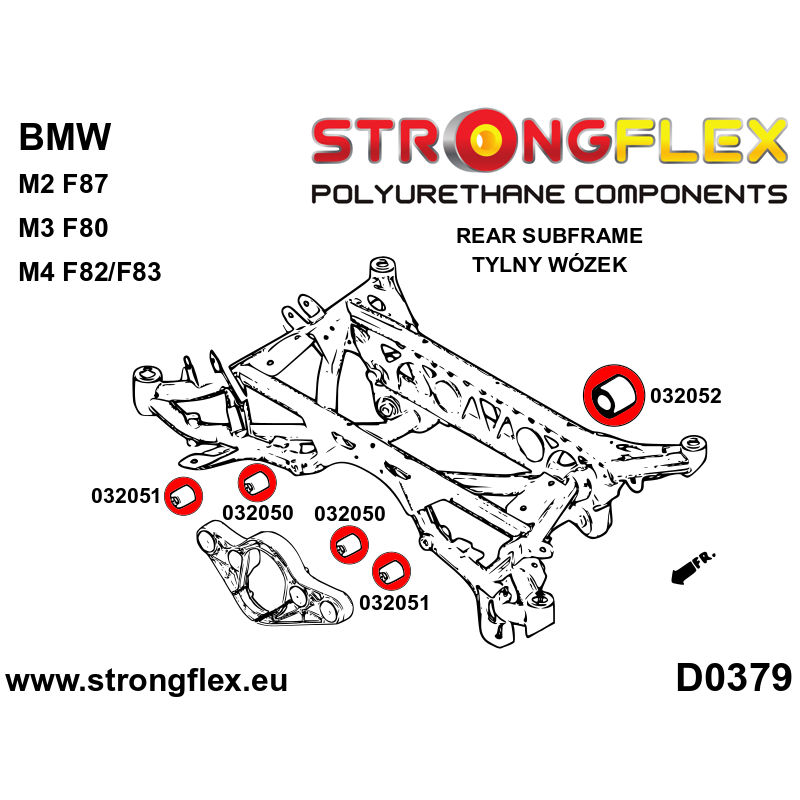 STRONGFLEX|032052B: Rear diff mount - rear bush BMW Series 3 VI 13-20 F30/F31 F34 F80 M3 2 I 13-21 F22 F23 F87 M2 4 F32 F33 F36