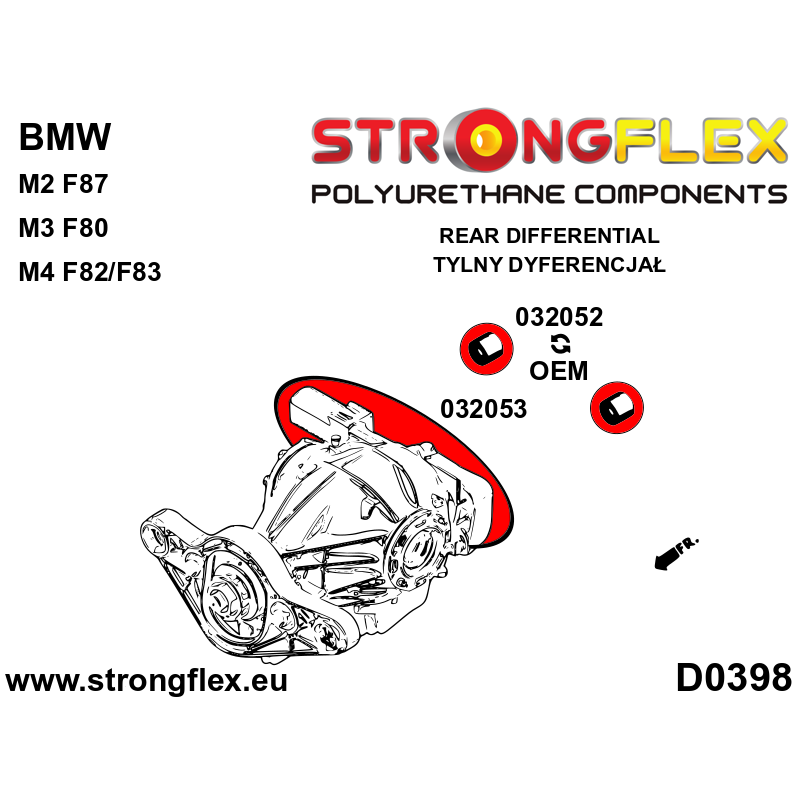 STRONGFLEX|032052B: Rear diff mount - rear bush BMW Series 3 VI 13-20 F30/F31 F34 F80 M3 2 I 13-21 F22 F23 F87 M2 4 F32 F33 F36