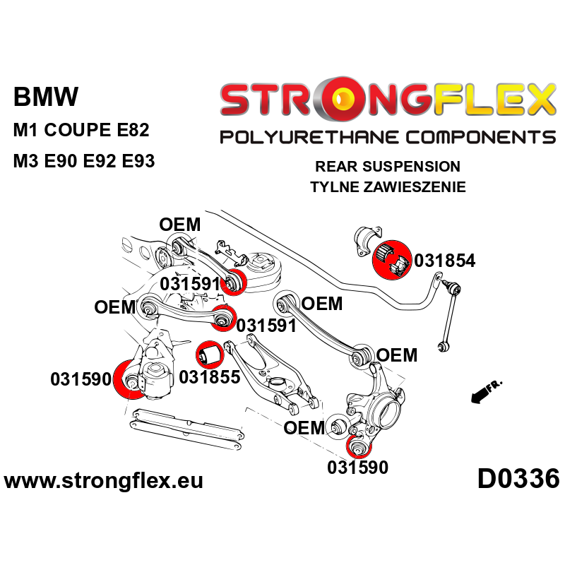 STRONGFLEX|031591A: Tuleja wahacza tylnego górnego - mocowanie zwrotnicy SPORT BMW Seria 1 I 04-13 E81/E82 E87 E88 M1 Coupe 3