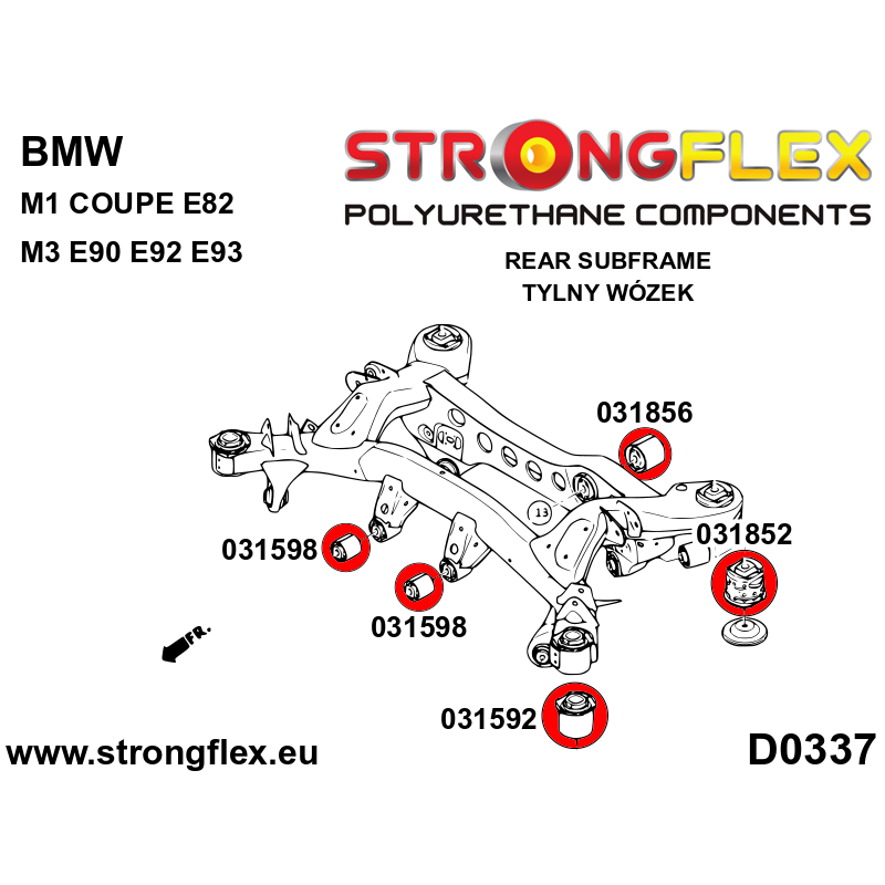 STRONGFLEX|031598B: Tuleja tylnego dyferencjału przednia BMW Seria 1 I 04-13 E81/E82 E87 E88 M1 Coupe II 11-19 F20 F21 RWD 3 V