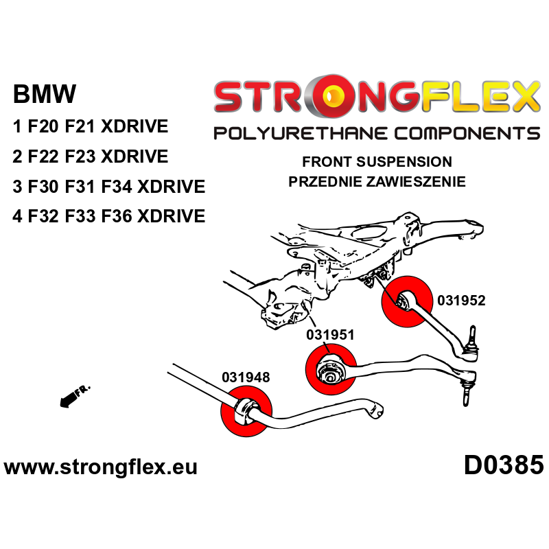 STRONGFLEX|036074B: Front suspension bush kit BMW Series 1 II 11-19 F20/F21 XDRIVE 2 I 13-21 F22 F23 F87 3 VI 13-20 F30 F31 F34