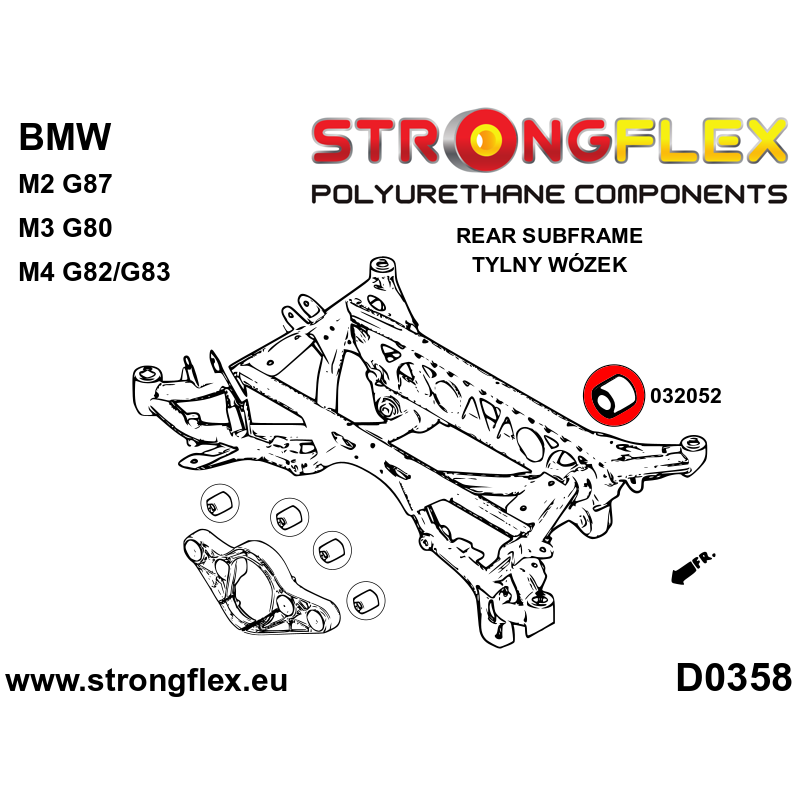 STRONGFLEX|032052B: Rear diff mount - rear bush BMW Series 3 VI 13-20 F30/F31 F34 F80 M3 2 I 13-21 F22 F23 F87 M2 4 F32 F33 F36