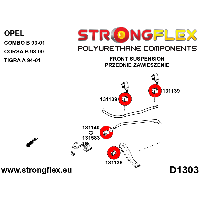 STRONGFLEX|131138B: Front wishbone inner bush Opel/Vauxhall Corsa B 93-00 S93 Tigra A 94-01
