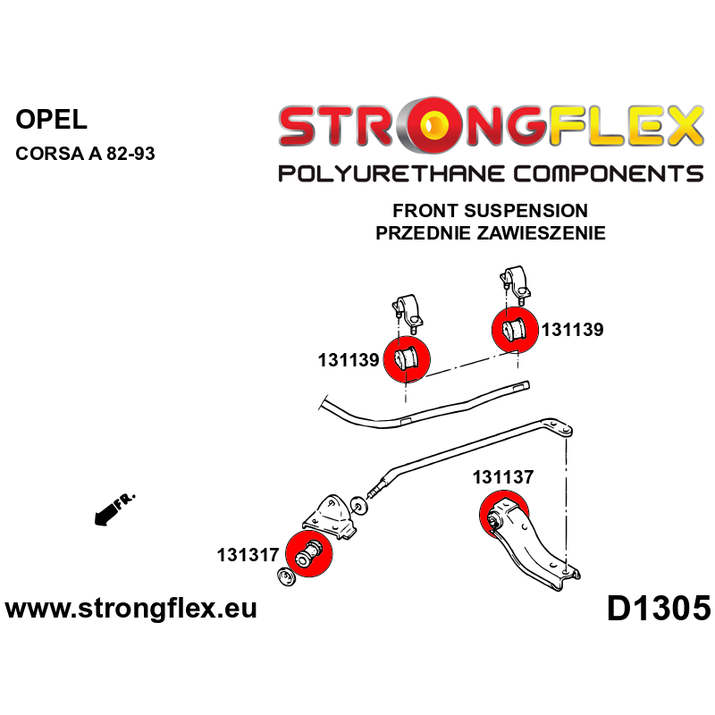 STRONGFLEX|136252B: Front suspension bush kit Opel/Vauxhall Corsa A 82-93 S83