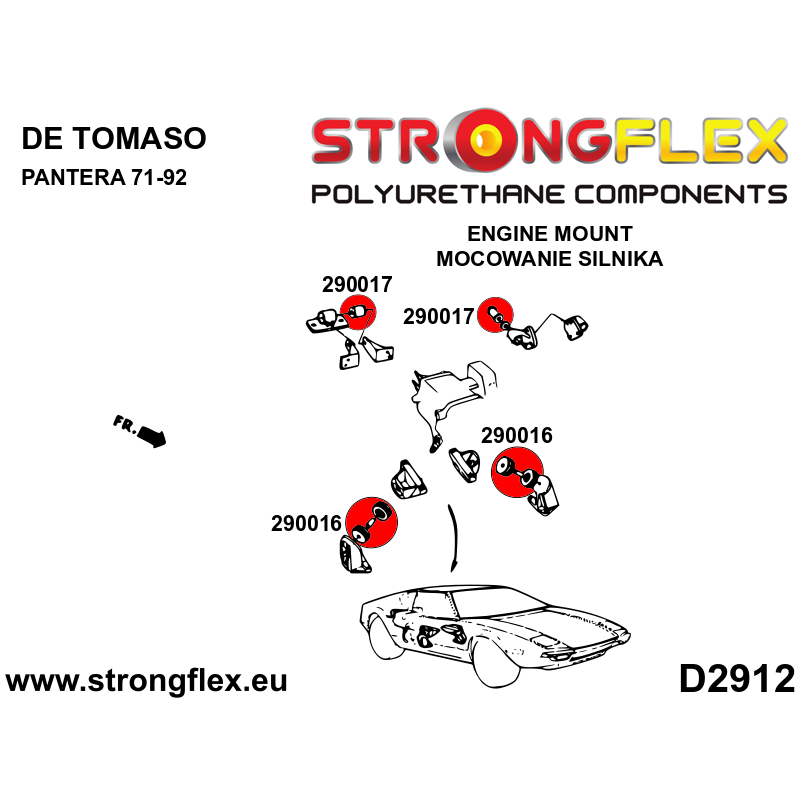 STRONGFLEX|290016A: Poduszka silnika – przód SPORT De Tomaso Pantera 71-92 STRONGFLEX|290016A: Poduszka silnika – przód SPORT De Tomaso Pantera 71-92