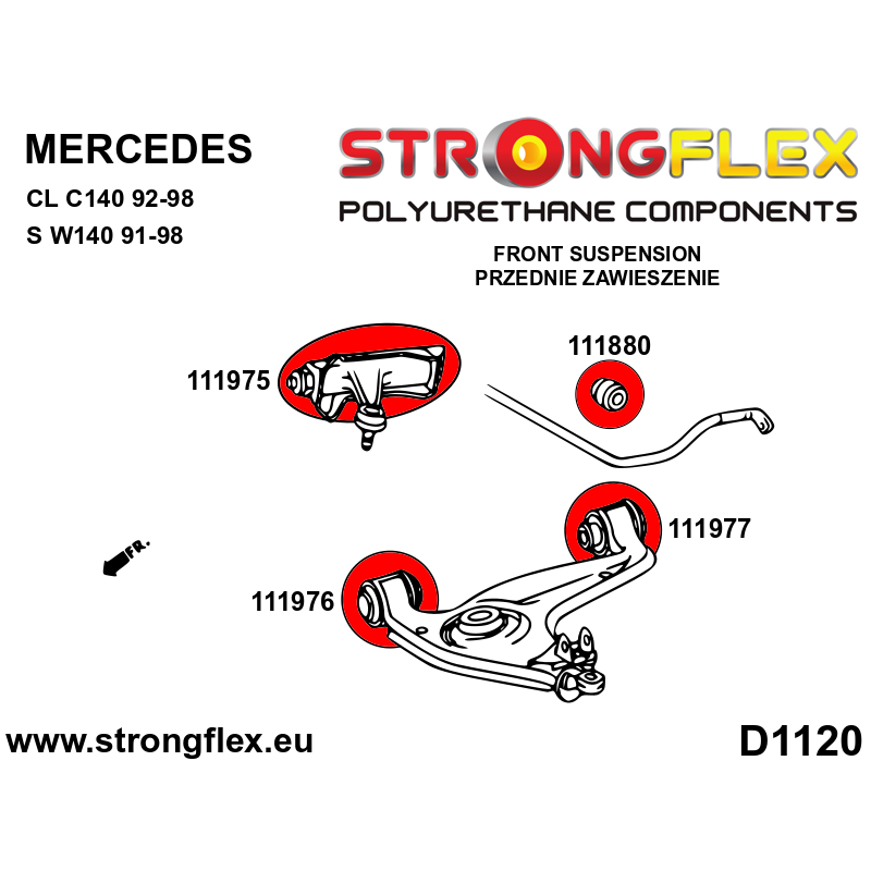 STRONGFLEX|111976A: Front lower arm - front bush SPORT Mercedes Class S W140 91-98 CL C140 92-98