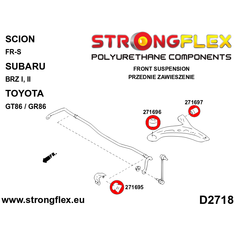 STRONGFLEX|271697B: Vorderachse Querlenker hintere Buchse Subaru BRZ I 12-21 Toyota GT86/GR86 Scion FR-S 12- II 21-
