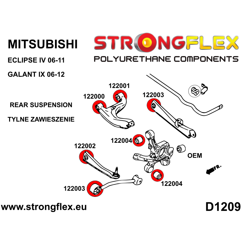 STRONGFLEX|122002A: Tuleja wahacza tylnego dolnego – wewnętrzna SPORT Mitsubishi Galant IX 06-12 Eclipse IV 06-11