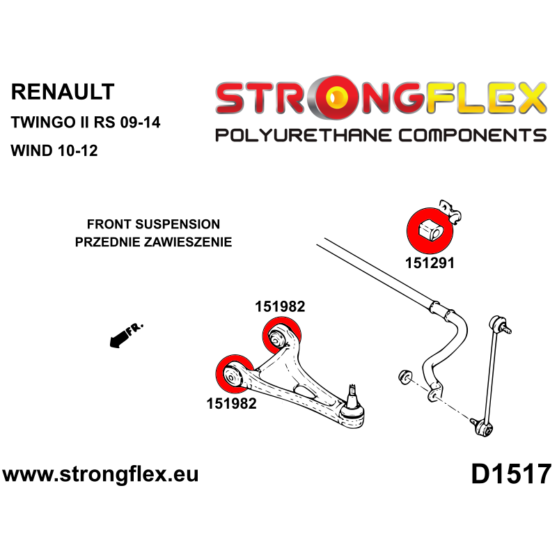 STRONGFLEX|156096A: Front suspension bush kit SPORT Katalog diagram scheme:D1517