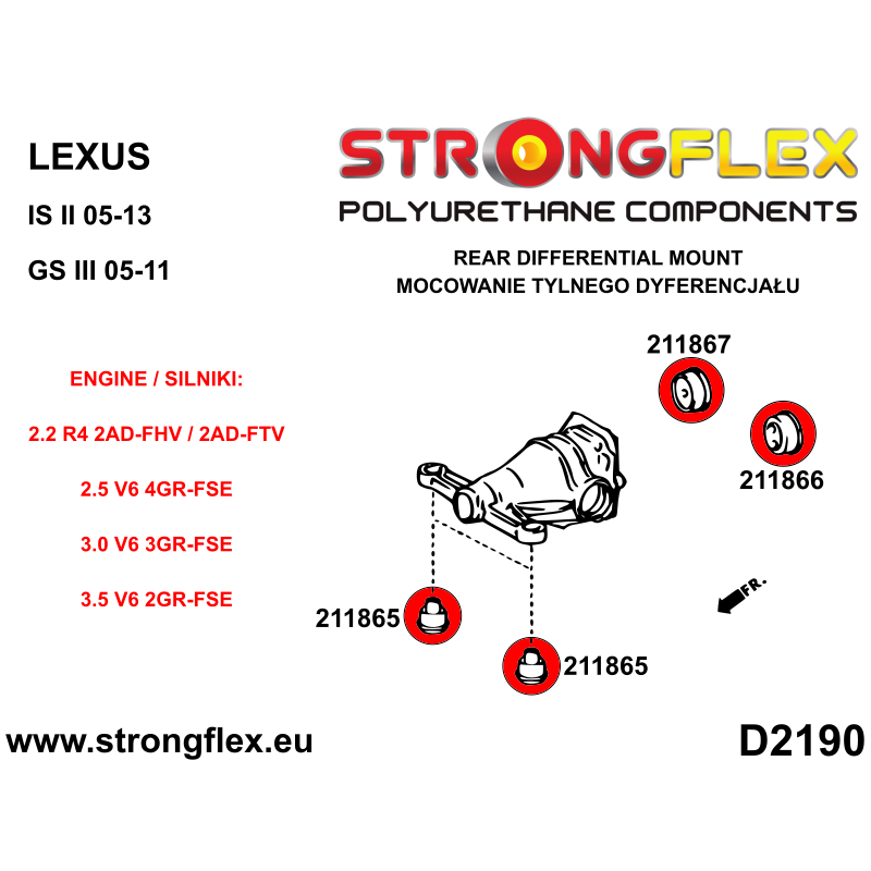 STRONGFLEX|211867A: Tuleja tylnego dyferencjału - tylna SPORT Toyota Altezza I 99-05 XE10 Lexus IS/F 98-05 GS III 05-11 S190