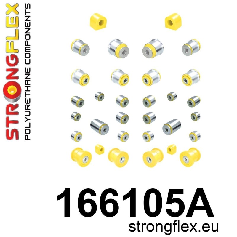 STRONGFLEX|166105A: Polyurethan Buchsensatz fur Vorder und Hinterachse SPORT Maserati Ghibli III 13-24 Quattroporte VI