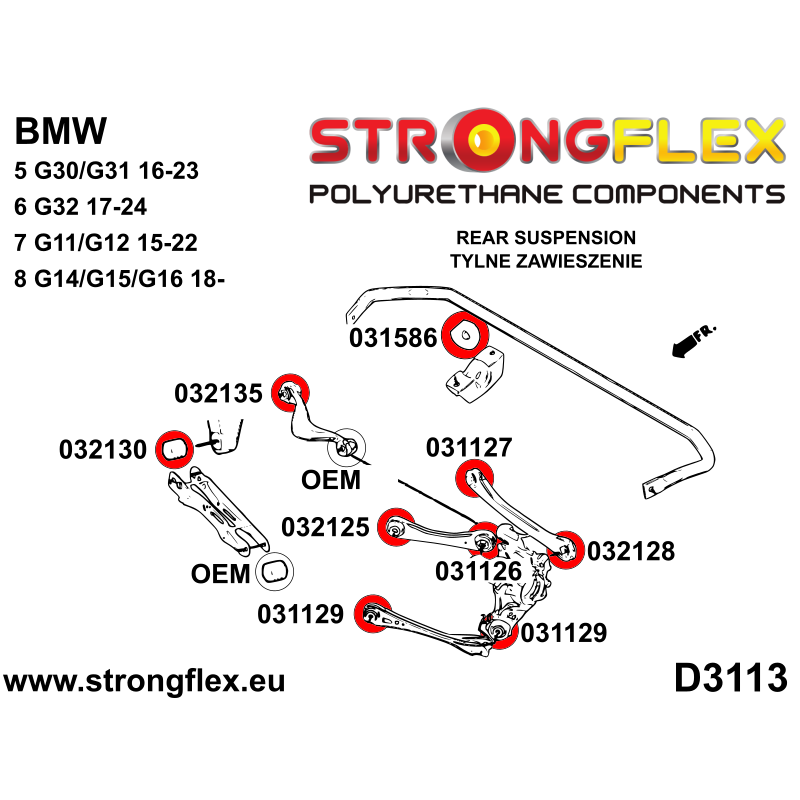 STRONGFLEX|032125A: Casquillo de horquilla superior trasera - interno SPORT BMW Seria 5 VII 17- G30/G31 F90 RWD XDRIVE 6 :D3113