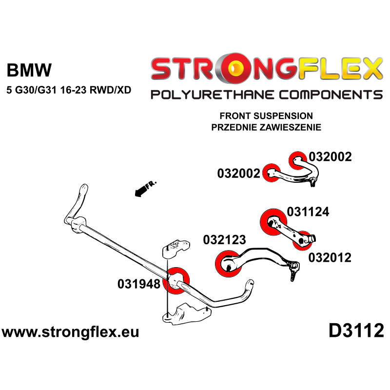 STRONGFLEX|031124A: Front lower wishbone inner bush SPORT BMW Series 5 VII 17- G30/G31 F90 RWD XDRIVE diagram scheme:D3112