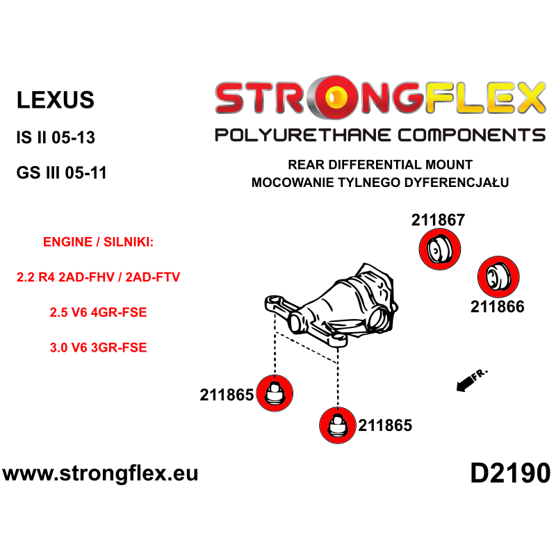 STRONGFLEX|211866A: Differentialaufhängung, hintere Buchse SPORT Toyota Altezza I 99-05 XE10 Lexus IS/F 98-05 GS III 05-11