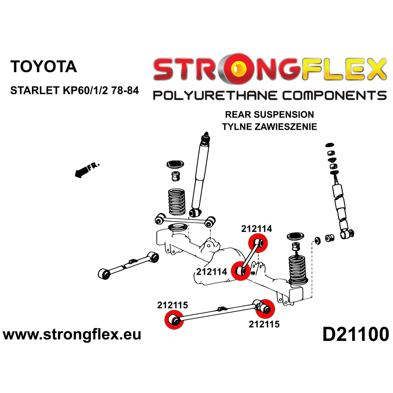 STRONGFLEX|216307A: Polyurethan Buchsensatz Hinterachse SPORT Catalog Diagramm Schema:D21100