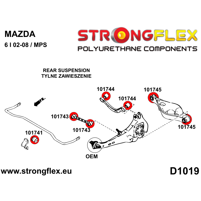 STRONGFLEX|101743A: Casquillo de tirante trasero SPORT Katalog :D1019