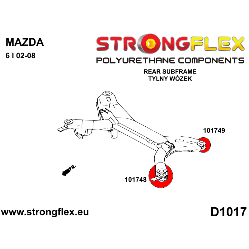 STRONGFLEX|101748A: Hintere Achsträger - vordere Buchse SPORT Catalog Diagramm Schema:D1017