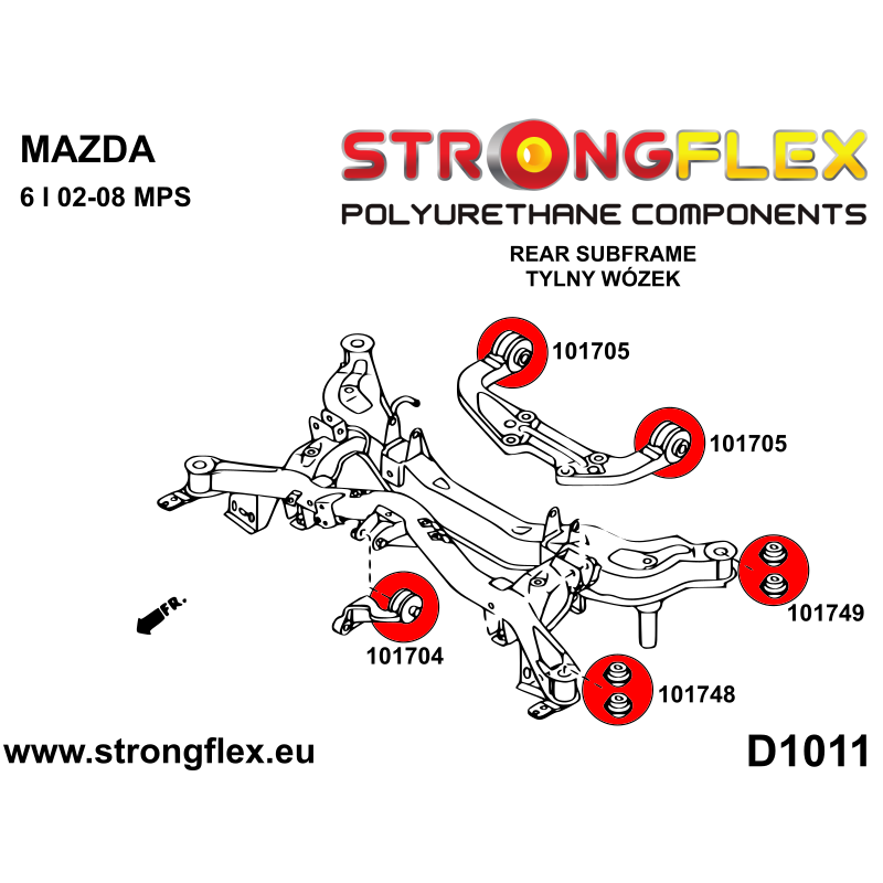 STRONGFLEX|106189A: Full suspension bush kit SPORT Katalog diagram scheme:D1011