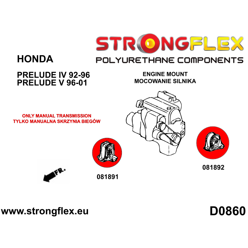 STRONGFLEX|081892A: Insertos del soporte trasero del motor SPORT Katalog :D0860