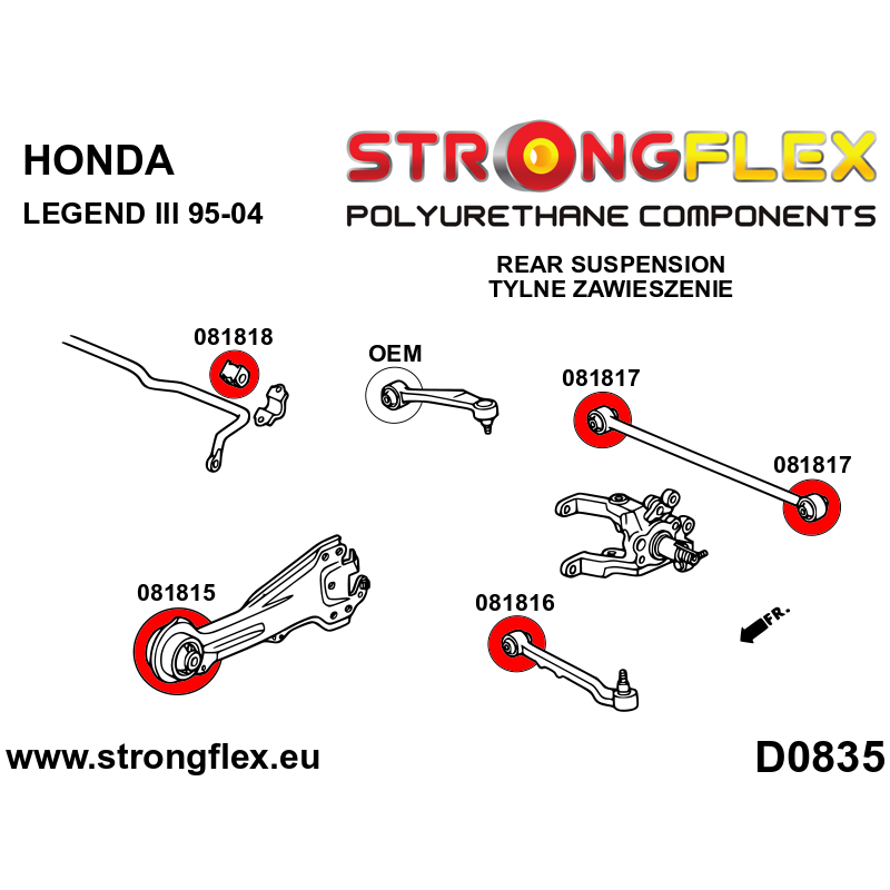 STRONGFLEX|086228B: Kompletny zestaw zawieszenia Honda Legend III 95-04 diagram schemat:D0835