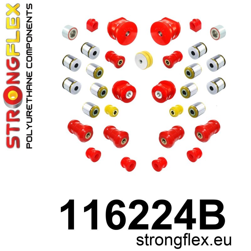 STRONGFLEX|116224B: Full suspension bush kit Mercedes SL R129 89-01 W201 82-94 190 Class E W124 84-97 RWD