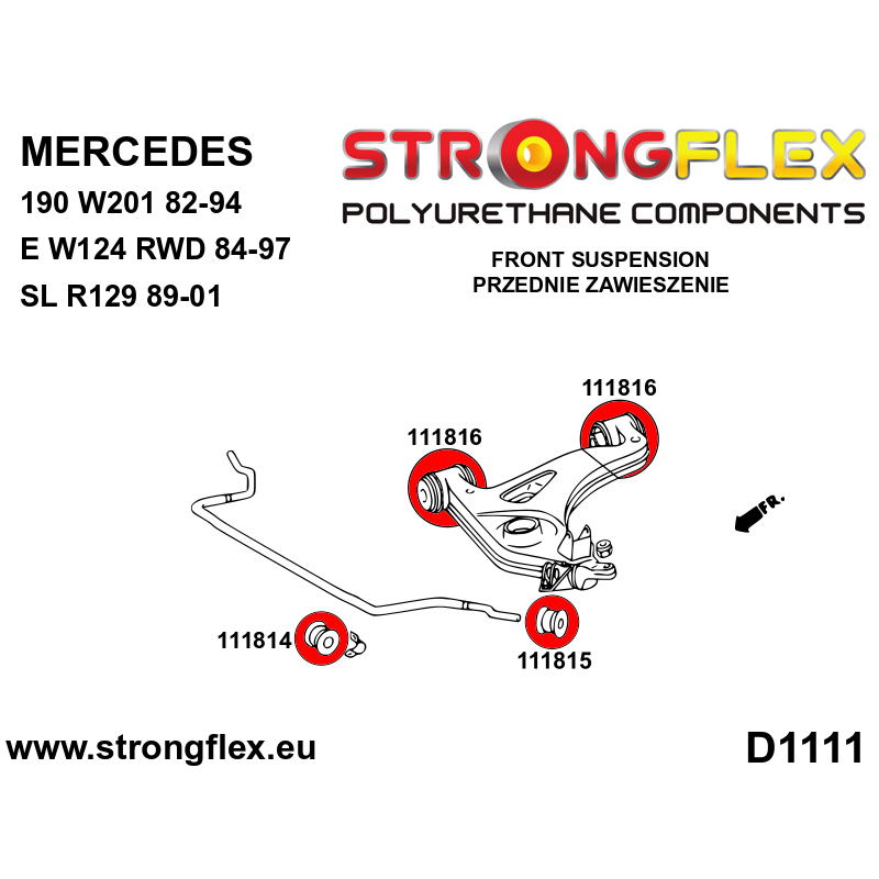 STRONGFLEX|116224A: Kit completo de casquillos de suspensión SPORT Mercedes SL R129 89-01 W201 82-94 190 Klasa E W124 :D1111