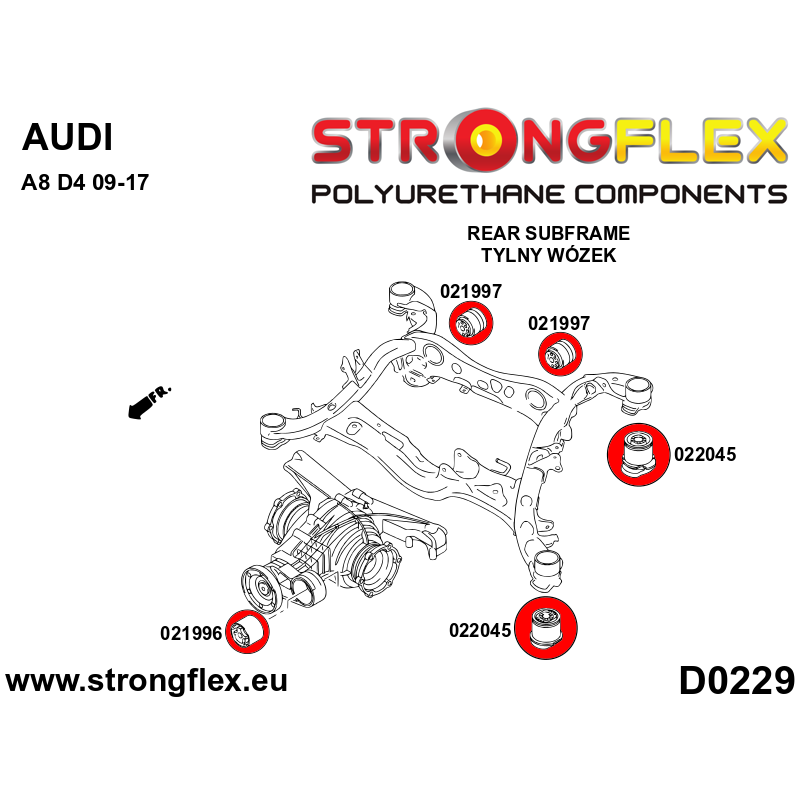 STRONGFLEX|026264B: Full suspension polyurethane bush kit Audi A8/S8 D4 09-17 Quattro diagram scheme:D0229