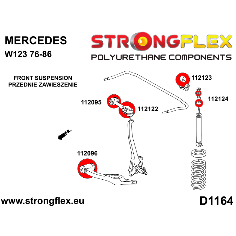 STRONGFLEX|112122A: Casquillo del brazo superior delantero SPORT Mercedes W123 76-86 :D1164