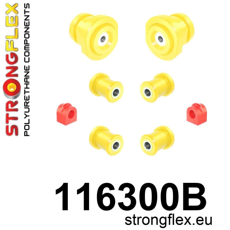 STRONGFLEX|116300B: Casquillo de suspensión trasera kit Mercedes W123 76-86/8 W114/W115 67-76