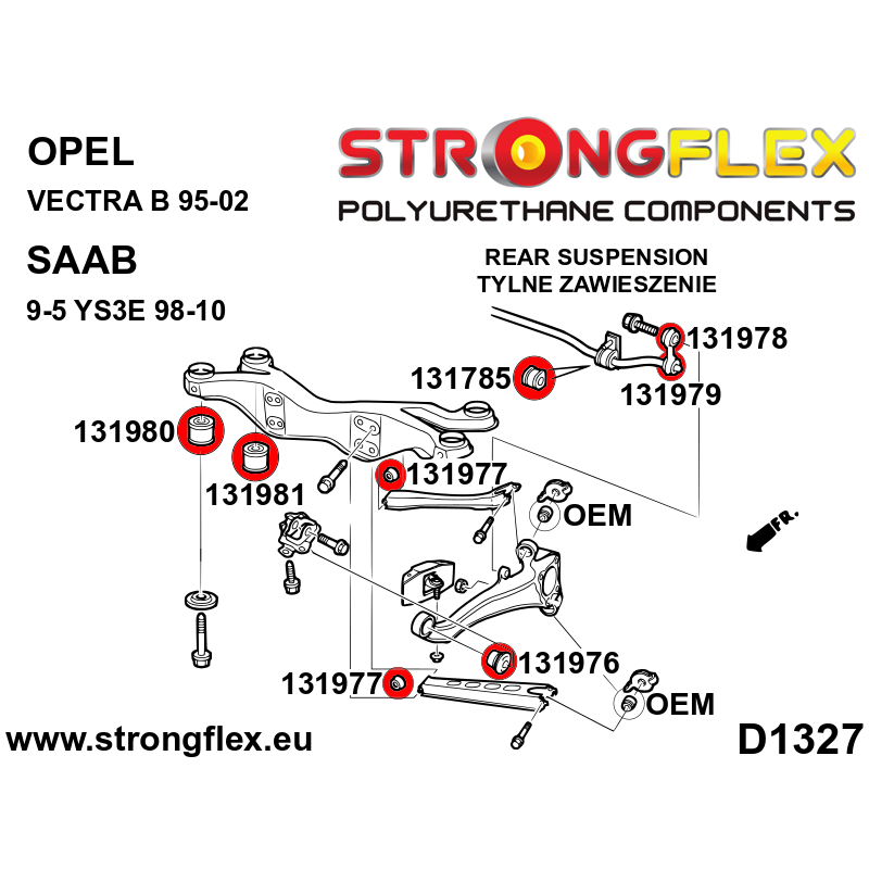 STRONGFLEX|131785A: Hintere Stabibuchse SPORT Opel/Vauxhall Calibra 89-97 FWD 4x4 Senator Kikinda Royale Diagramm Schema:D1327