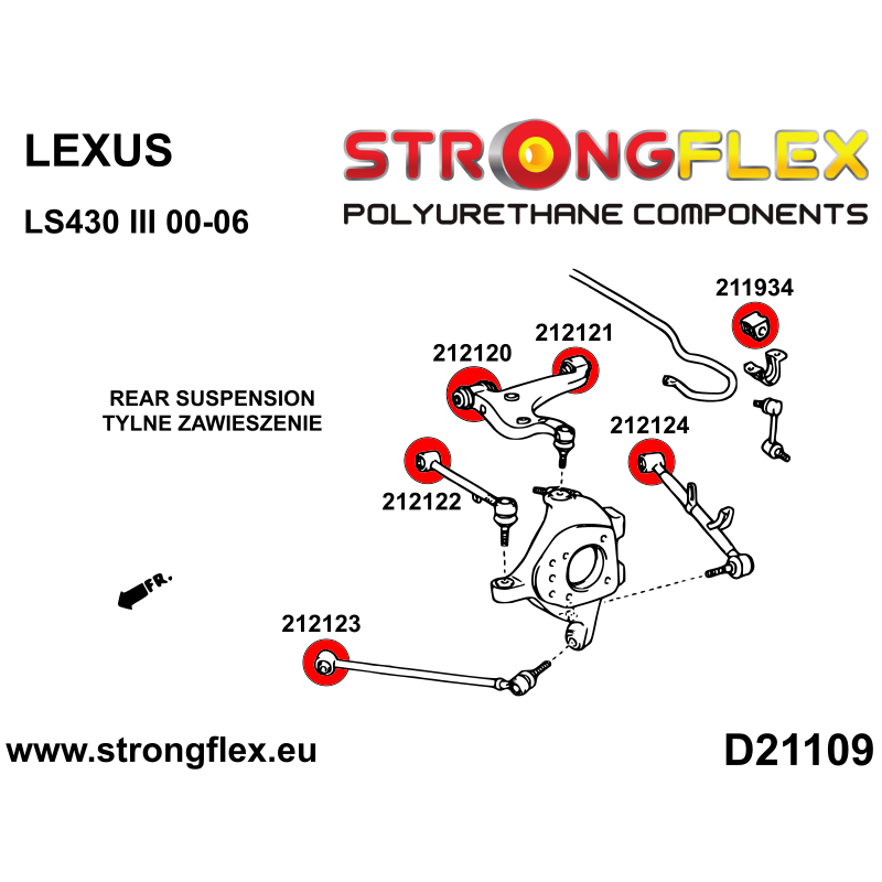 STRONGFLEX|216308A: Kit completo de casquillos de suspensión SPORT Lexus LS III 00-06 XF30 :D21109
