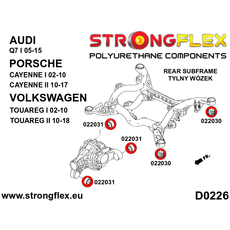 STRONGFLEX|026268B: Kompletny zestaw zawieszenia Porsche Cayenne II 10-17 Volkswagen Touareg 10-18 diagram schemat:D0226