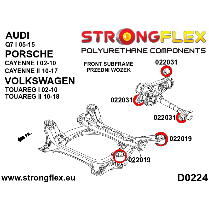 STRONGFLEX|026268A: Kompletny zestaw zawieszenia SPORT Porsche Cayenne II 10-17 Volkswagen Touareg 10-18 diagram schemat:D0224