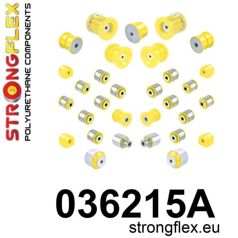 STRONGFLEX|036215A: Kompletter Polyurethan Buchsensatz für Vorder-und Hinterachse SPORT BMW Serie 1 I 04-13 E81/E82 E87 E88 3