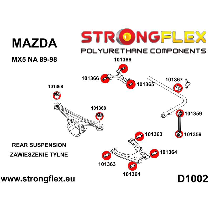 STRONGFLEX|101369A: Hintere Differential-Montagebuchse SPORT Catalog Diagramm Schema:D1002