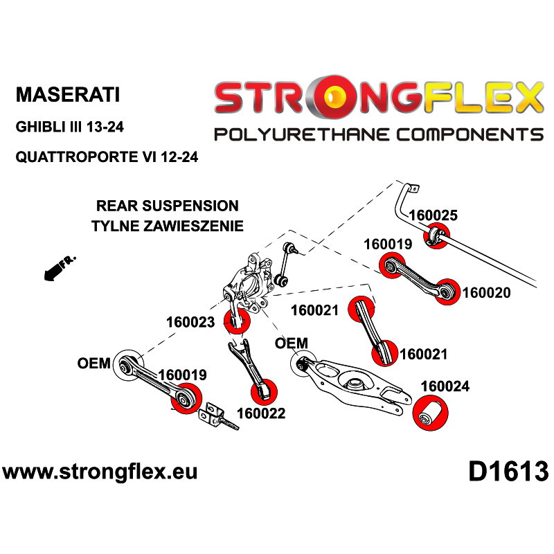 STRONGFLEX|160022A: Casquillo delantero del brazo tirado trasero SPORT Maserati Ghibli III 13-24 Quattroporte VI