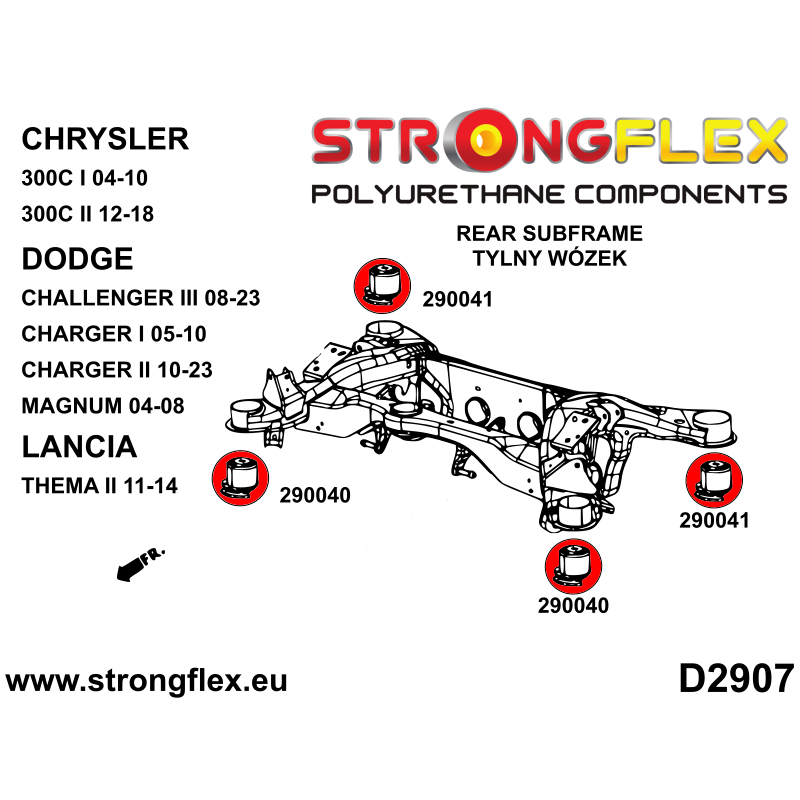 STRONGFLEX|290041A: Hintere Achsträger - hintere Buchse SPORT Catalog Diagramm Schema:D2907