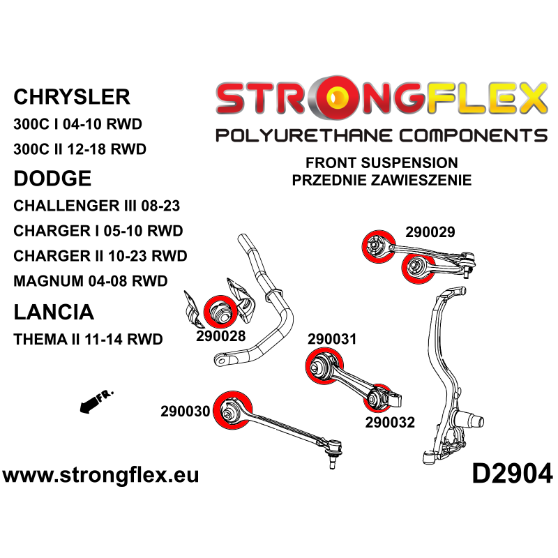 STRONGFLEX|296108A: Front suspension bush kit RWD SPORT Katalog diagram scheme:D2904