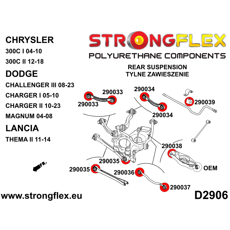 STRONGFLEX|296110A: Rear suspension bush kit SPORT Katalog diagram scheme:D2906