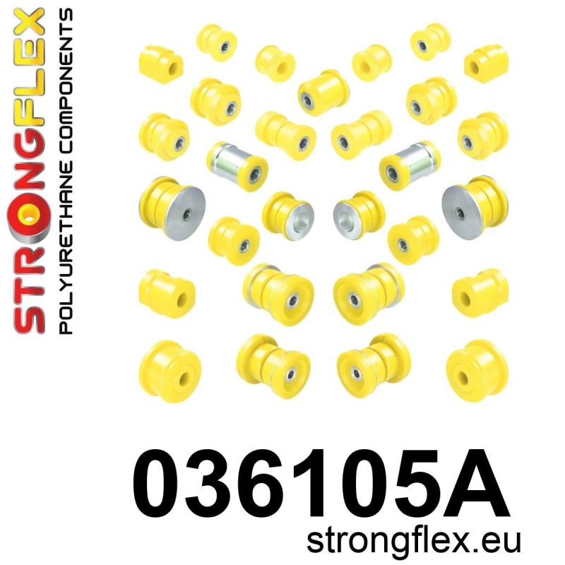 STRONGFLEX|036105A: Polyurethan Buchsensatz für Vorder und Hinterachse SPORT BMW Serie 3 III 90-99 E36 92-99 M3 Cabrio Coupe
