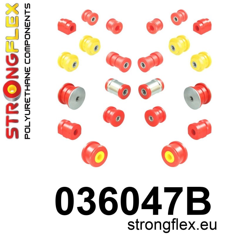STRONGFLEX|036047B: Kit de casquillos de suspensión delantera y trasera BMW Seria 3 III 90-99 E36 92-99 M3 Cabrio Coupe Sedan