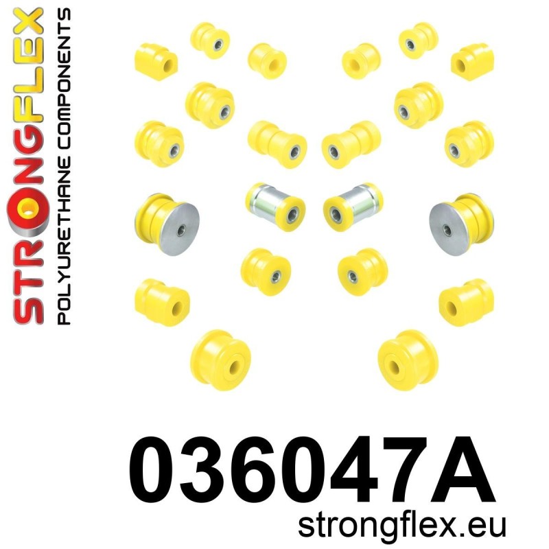 STRONGFLEX|036047A: Polyurethan Buchsensatz Vorder und Hinterachse SPORT BMW Serie 3 III 90-99 E36 92-99 M3 Cabrio Coupe Sedan