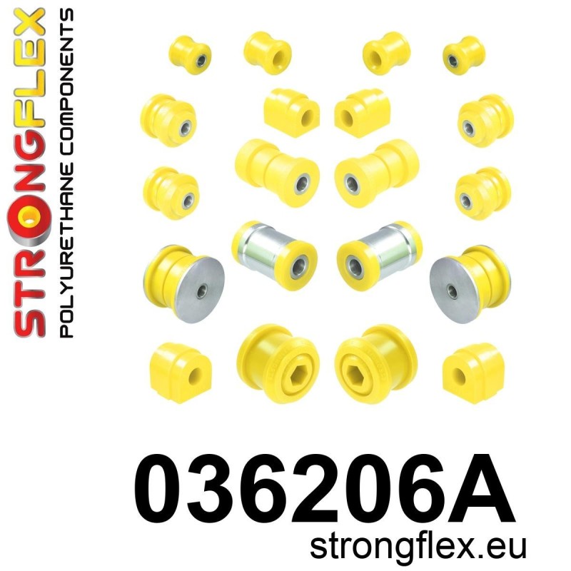 STRONGFLEX|036206A: Polyurethan Buchsensatz für Vorder-und Hinterachse SPORT BMW Serie 3 IV 98-07 E46 RWD XI/XD Compact Z4 I