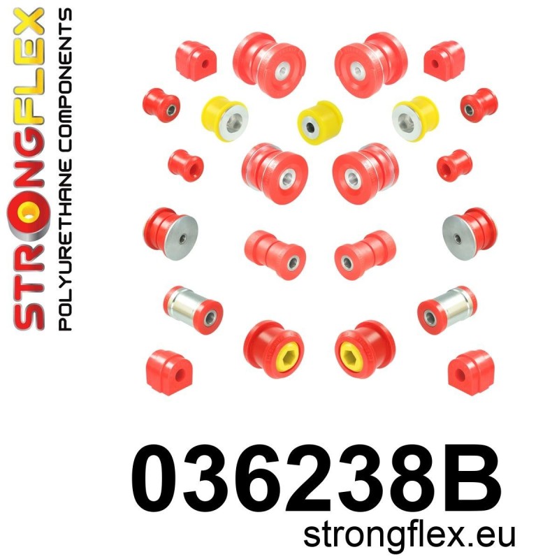 STRONGFLEX|036238B: Polyurethan Buchsensatz für Vorder-und Hinterachse e46 M3 BMW Serie 3 IV 98-07 E46 M3 Z4 I 02-08 E85/E86