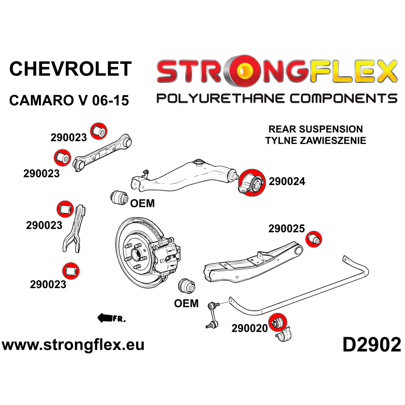 STRONGFLEX|296104B: Polyurethan Buchsensatz für Vorder-und Hinterachse Chevrolet Camaro V 09-15