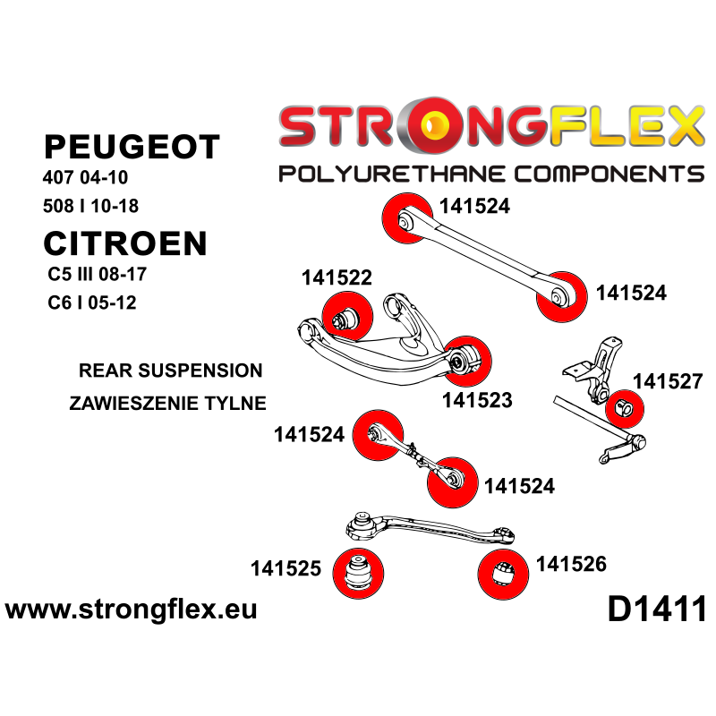 STRONGFLEX|146109B: Kit completo de casquillos de suspensión Katalog :D1411