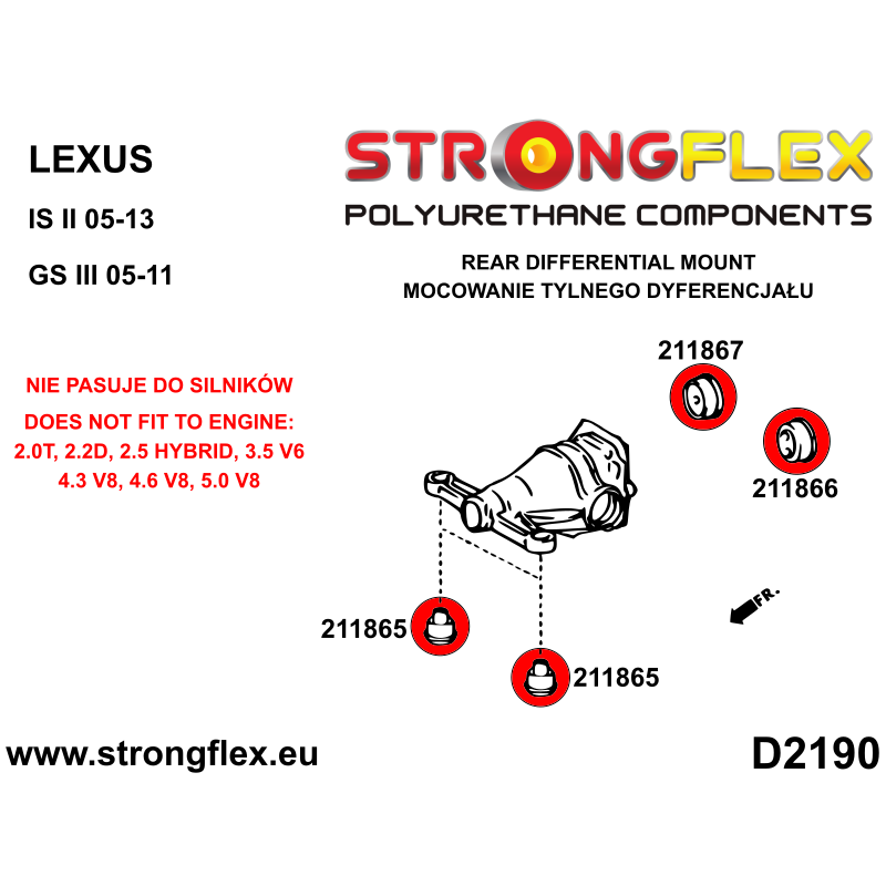 STRONGFLEX|216235A: Polyurethan Buchsensatz für Vorder-und Hinterachse SPORT Lexus GS III 05-11 S190 IS II 05-13 XE20 IS-F